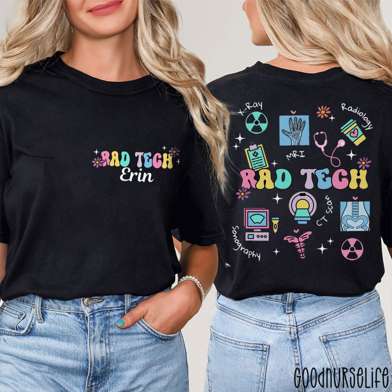 Personalized Radiology Tech Icon Nurse Two Sided T-Shirt