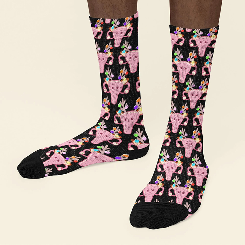 Uterus Reindeer OBGYN Christmas Socks