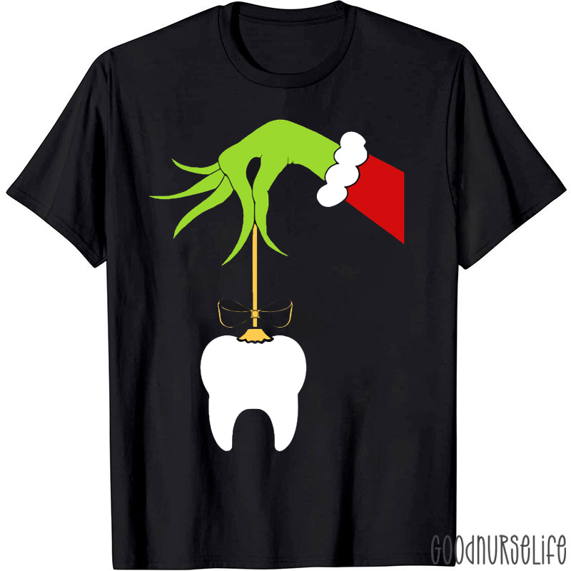 Hand Holding Christmas Tooth Dentist T-Shirt