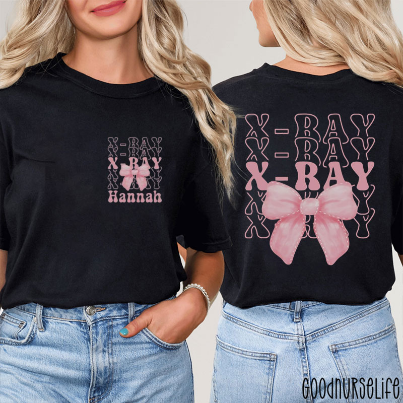 Personalized X-Ray Coquette Bow Two Sided T-Shirt