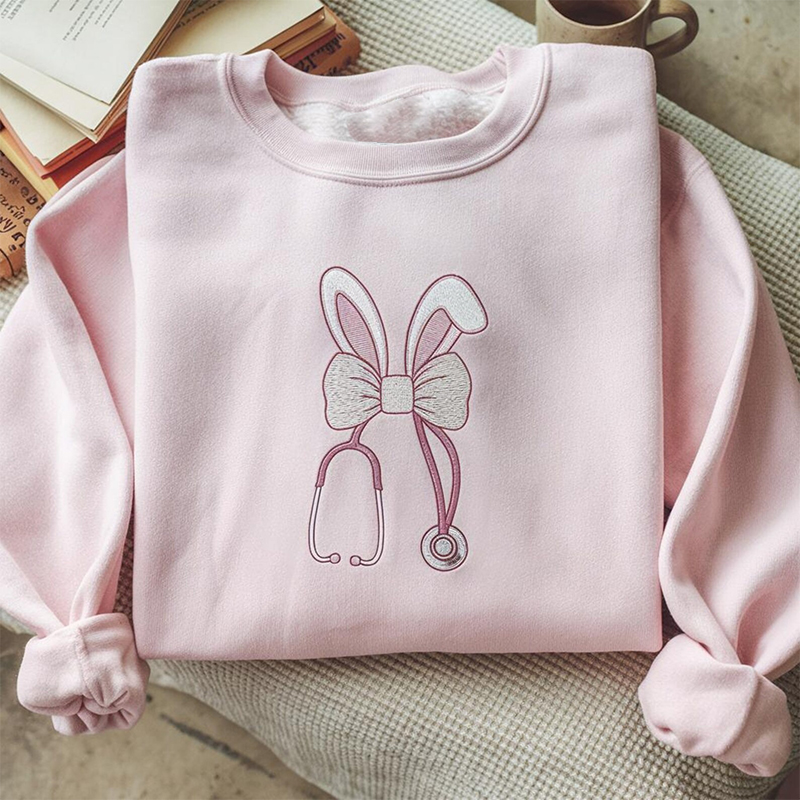 Embroidered Bunny Nurse Sweatshirt