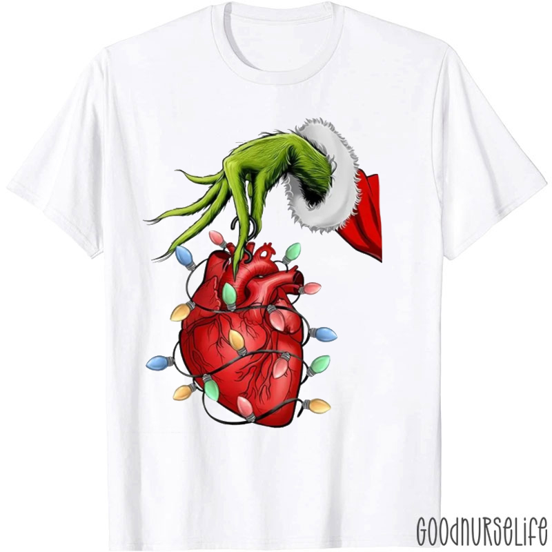 Heart Anatomy Holiday Christmas Lights T-Shirt