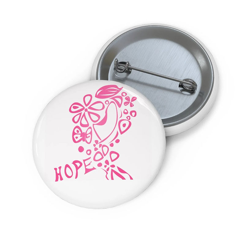 Pink Hope Cancer Ribbon Nurse Pinback Button