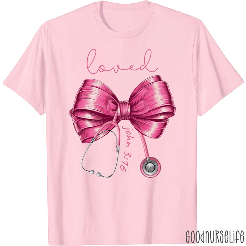 Bow Ribbon Stethoscope Nurse T-Shirt