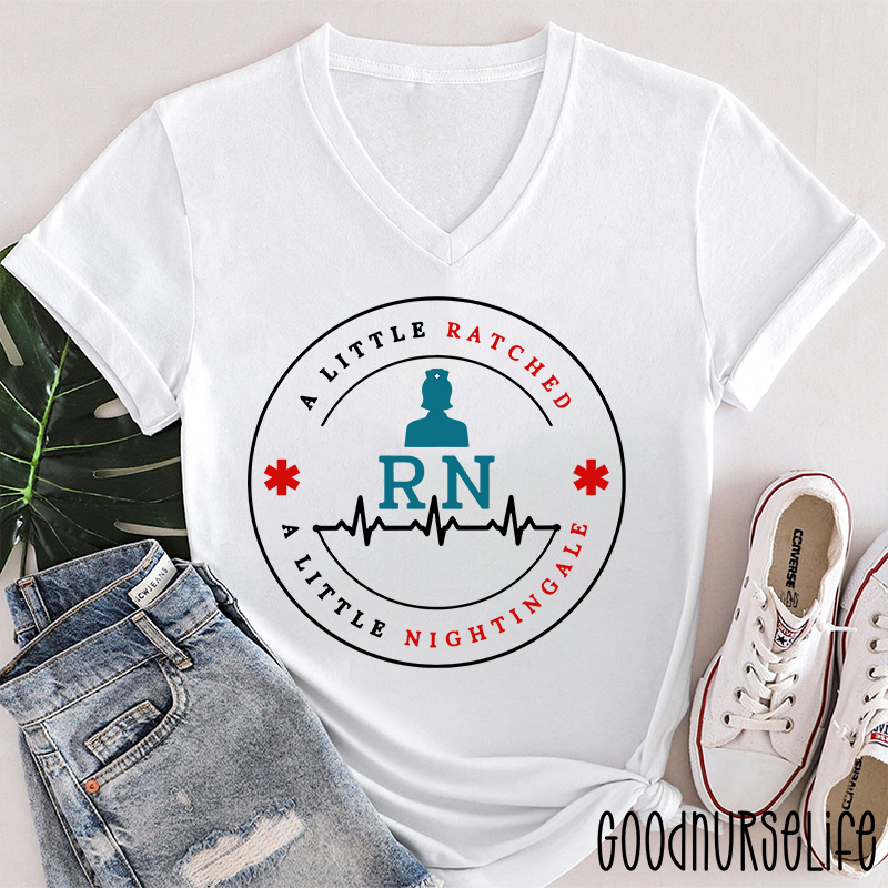 RN Ratched & Nightingale Nurse Female V-Neck T-Shirt