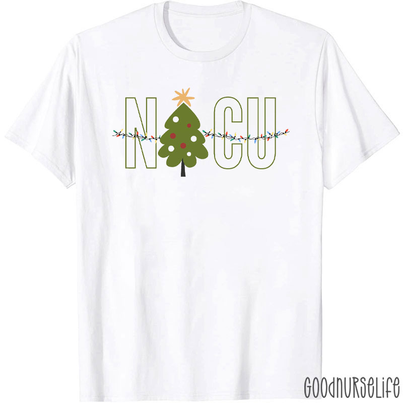 Festive NICU With Christmas Tree Nurse T-Shirt