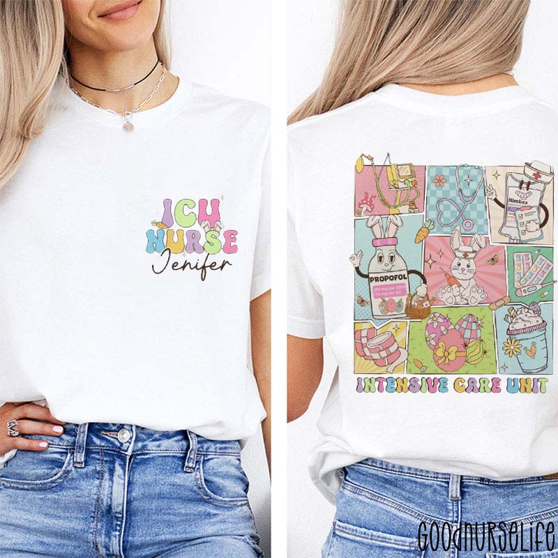 Intensive Care Unit Easter Day Nurse Two Sided T-Shirt
