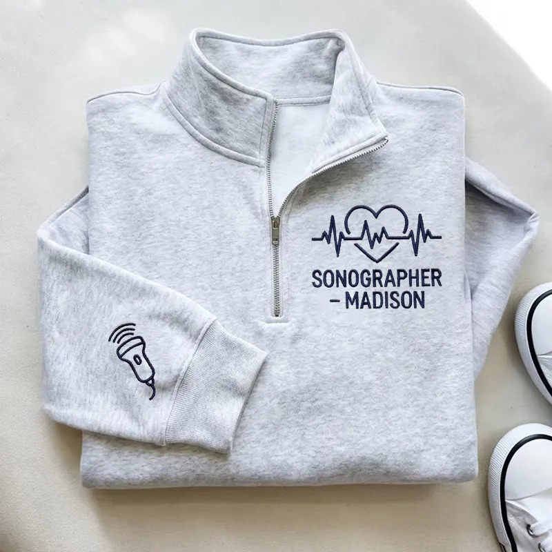 Personalized Sonography Ultrasound Tech Quarter Zip Sweatshirt