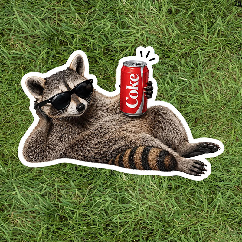 Funny Raccoon Diet Coke Stickers