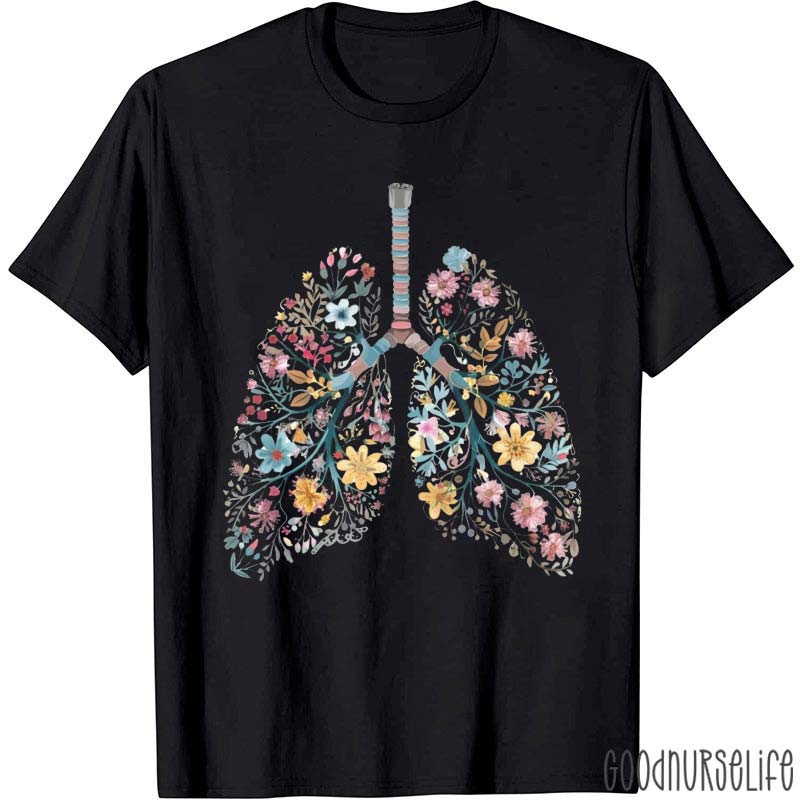 Floral Anatomical Lung Nurse T-Shirt