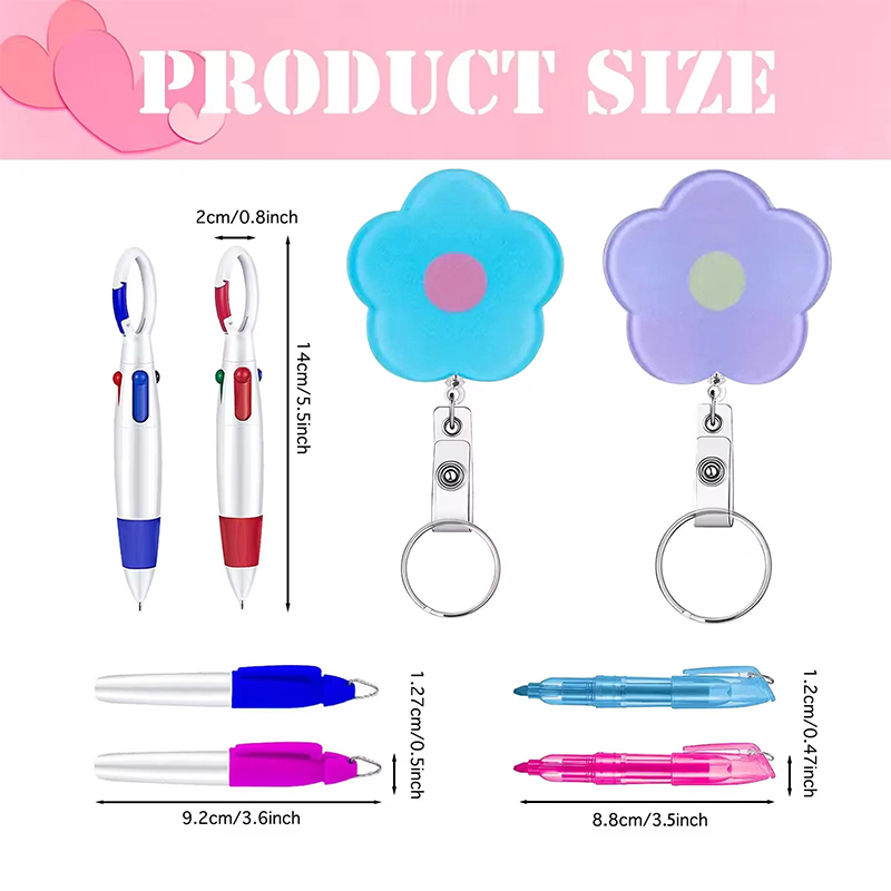 Flower Light Up Pen Set Nurse Badge Reel