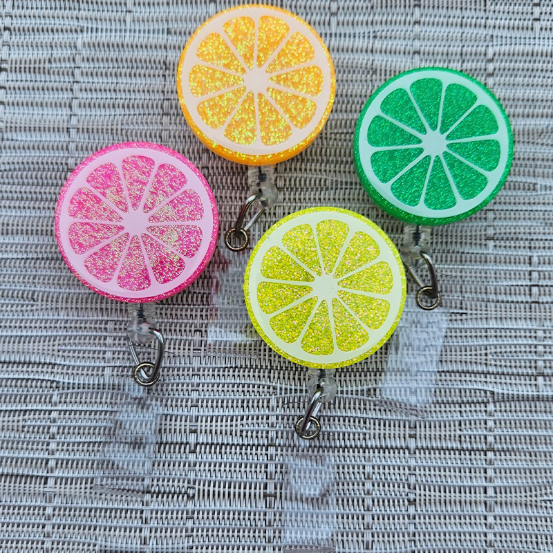 Glitter Fruit Slice Badge Reel