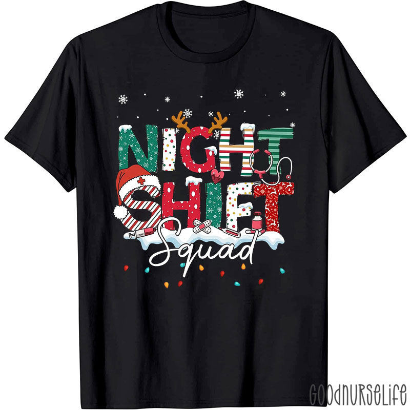 Christmas Night Shift Squad Nurse T-Shirt