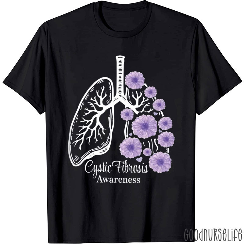 Floral Cystic Fibrosis Awareness Nurse T-Shirt