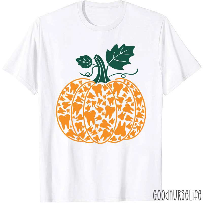 Dental Halloween Tooth Filled Pumpkin T-Shirt
