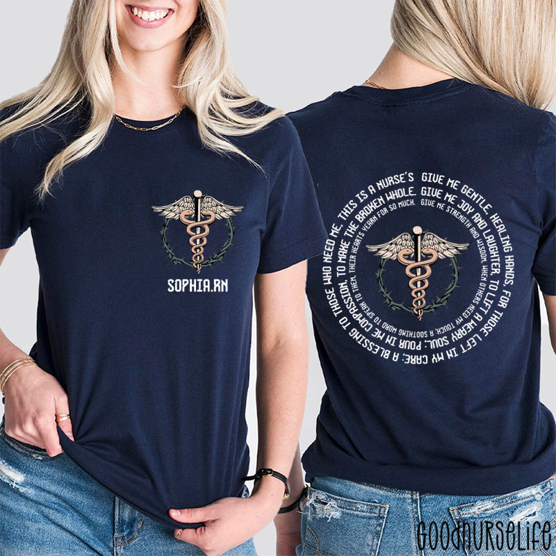 Personalized Double Snake Staff Nurse Two Sided T-Shirt