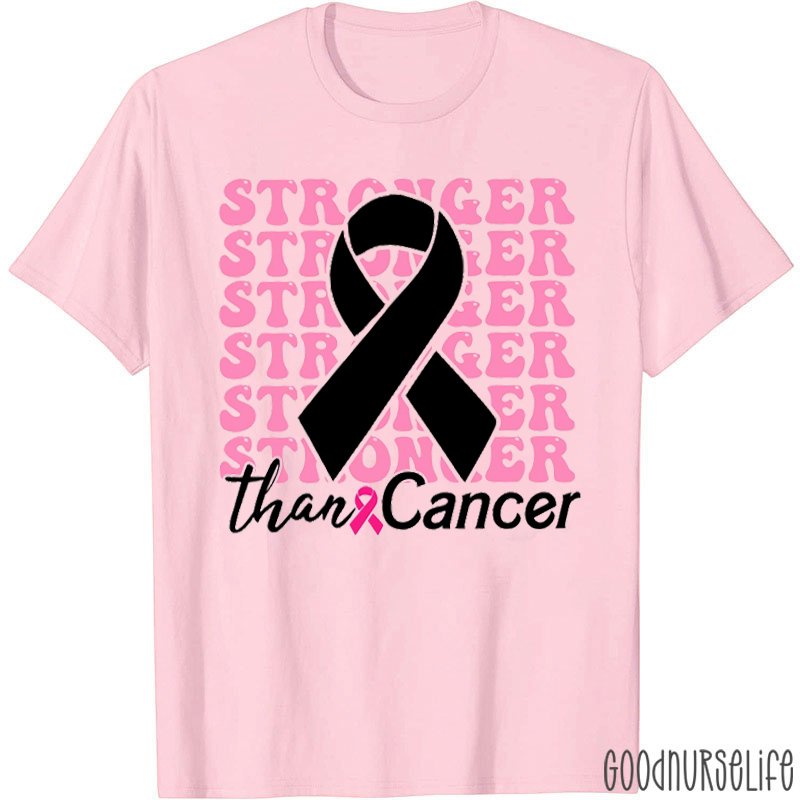 Stronger Than Cancer Pink Ribbon Nurse T-Shirt