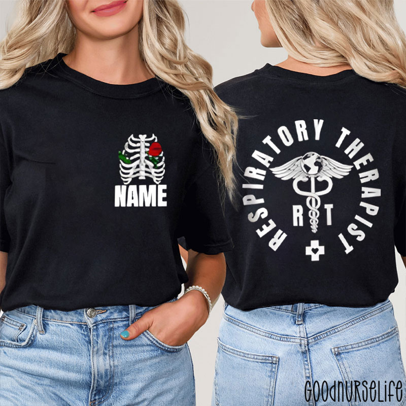 Personalized Name RT Respiratory Therapist Two Sided T-Shirt