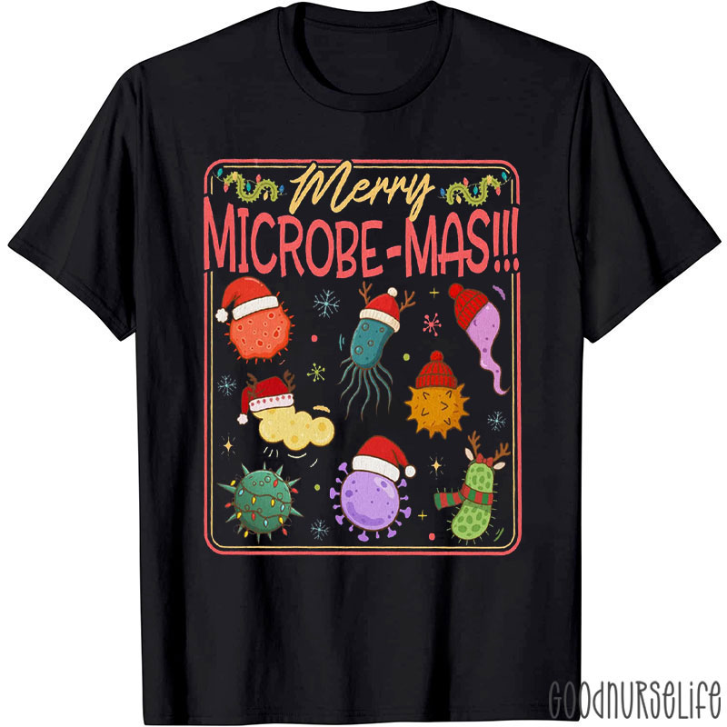 Merry Microbe-Mas Festive Microbe Characters T-Shirt