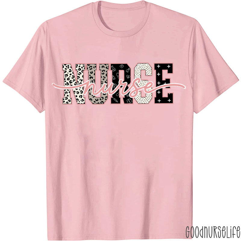Coquette Pink Leopard Nurse T-shirt