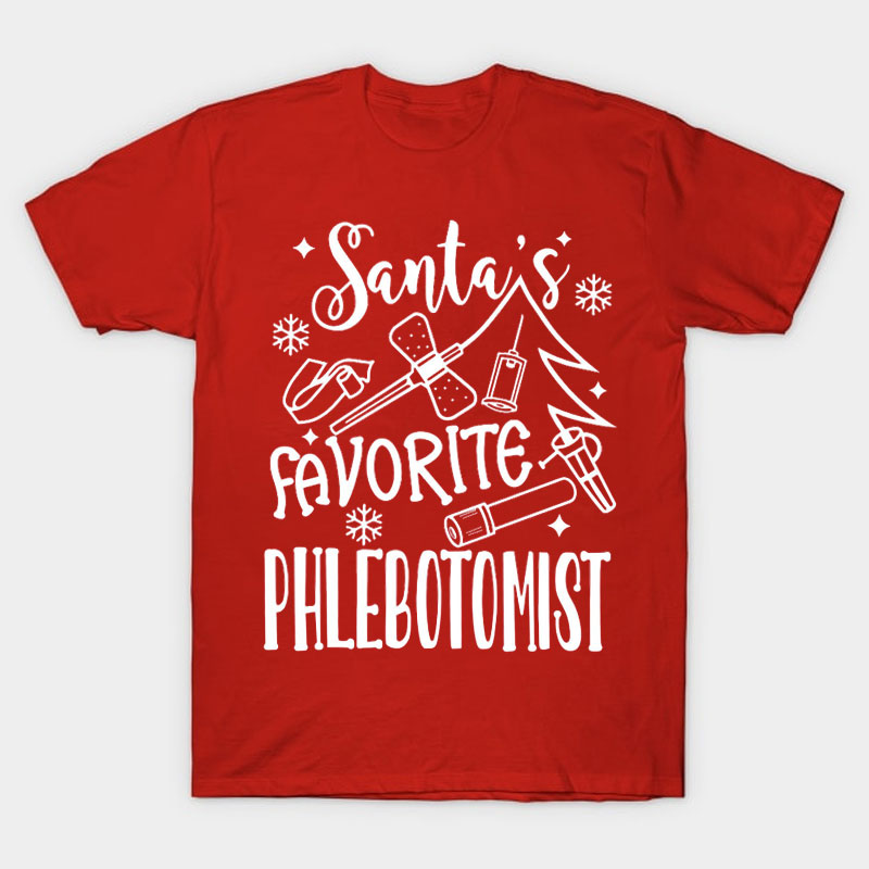 Santa's Favorite Phlebotomist Nurse T-Shirt