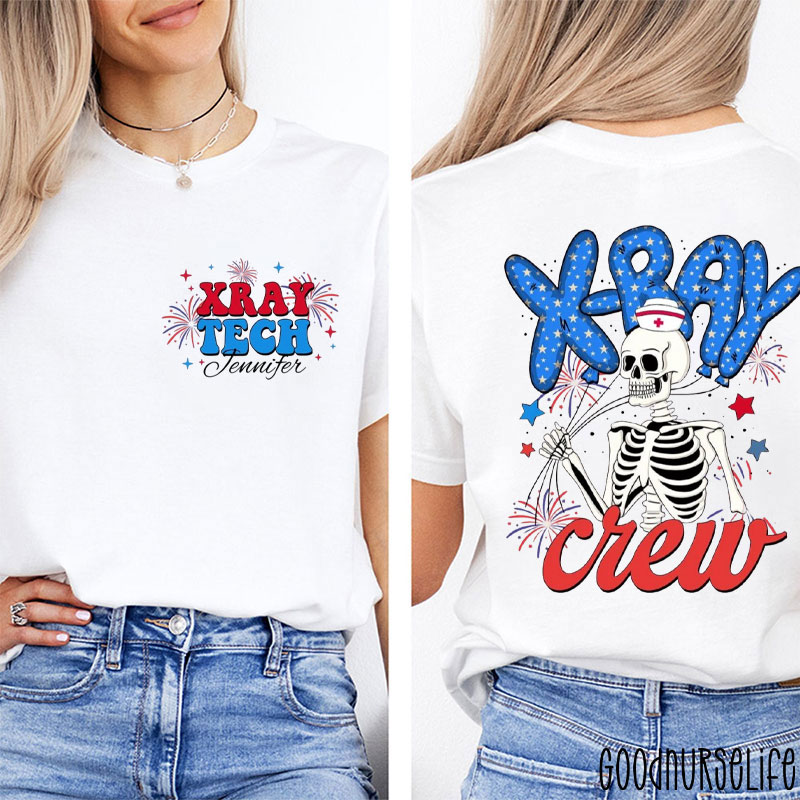 Personalized Radiology Xray Tech Xray Crew Nurse Two Sided T-Shirt