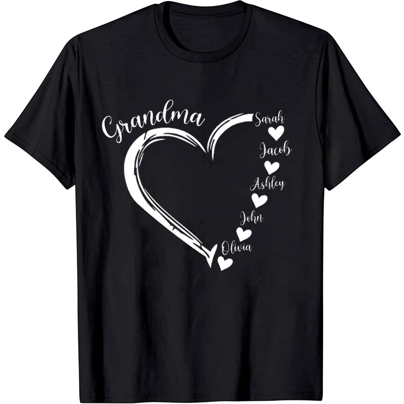 Personalized Love Heart Grandkids Name T-Shirt