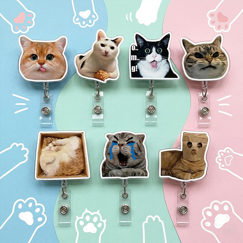 Cute Funny Cat Nurse Badge Reel