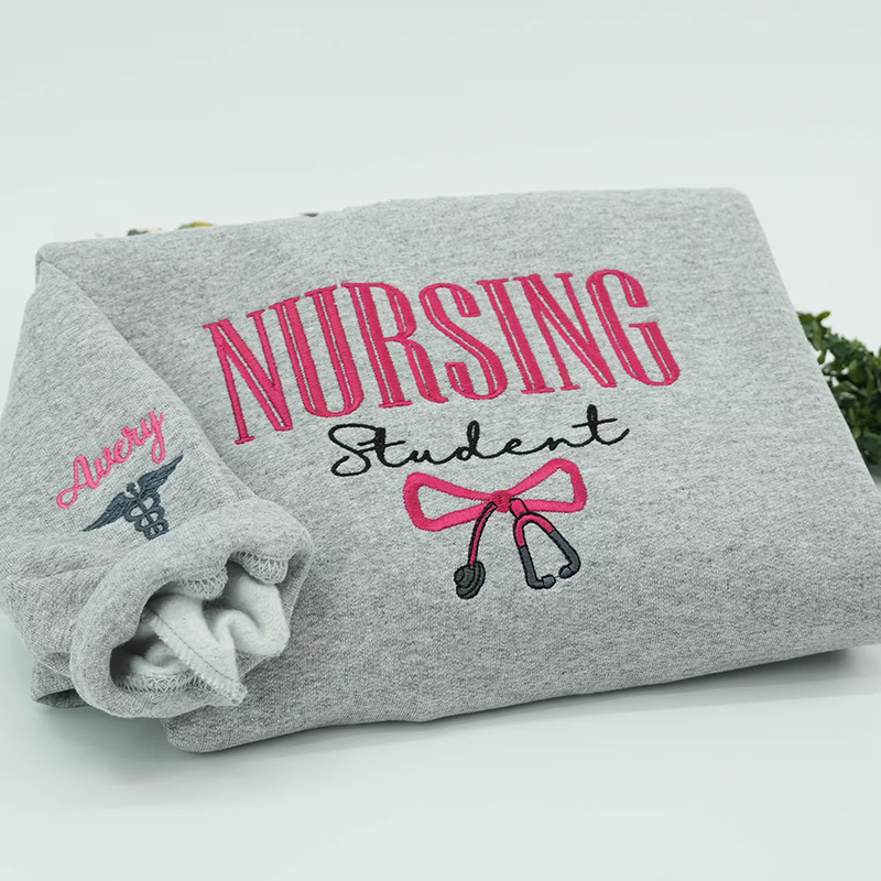 Personalized Embroidered Bow Stethoscope Nursing Student Nurse Sweatshirt
