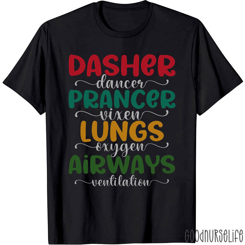 Respiratory Therapy Reindeer List Lungs And Airways' RT T-Shirt