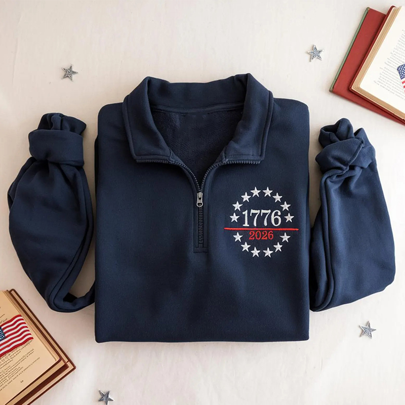 Embroidered 250th America Anniversary Quarter Zip Sweatshirt