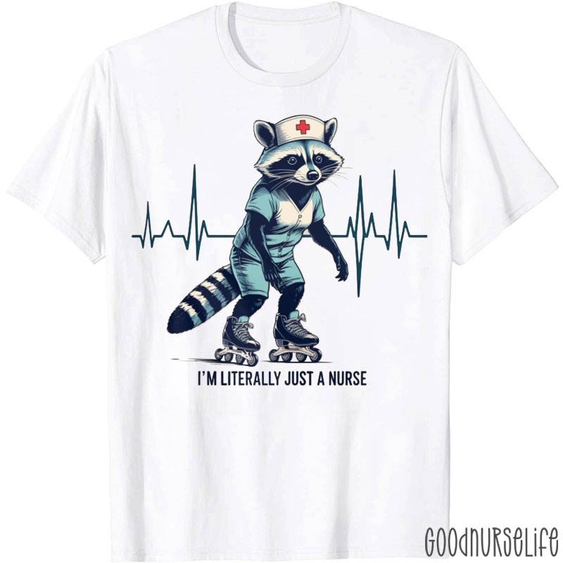 Retro Roller Skating Raccoon Nurse T-shirt
