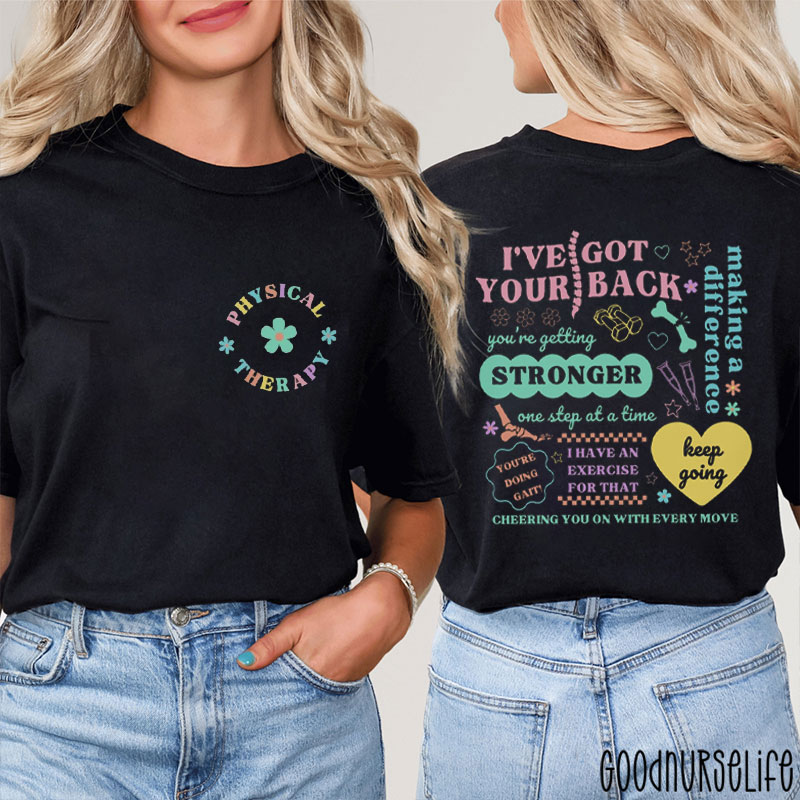 Strength And Cheer Physical Therapy Vibes Two Sided T-Shirt