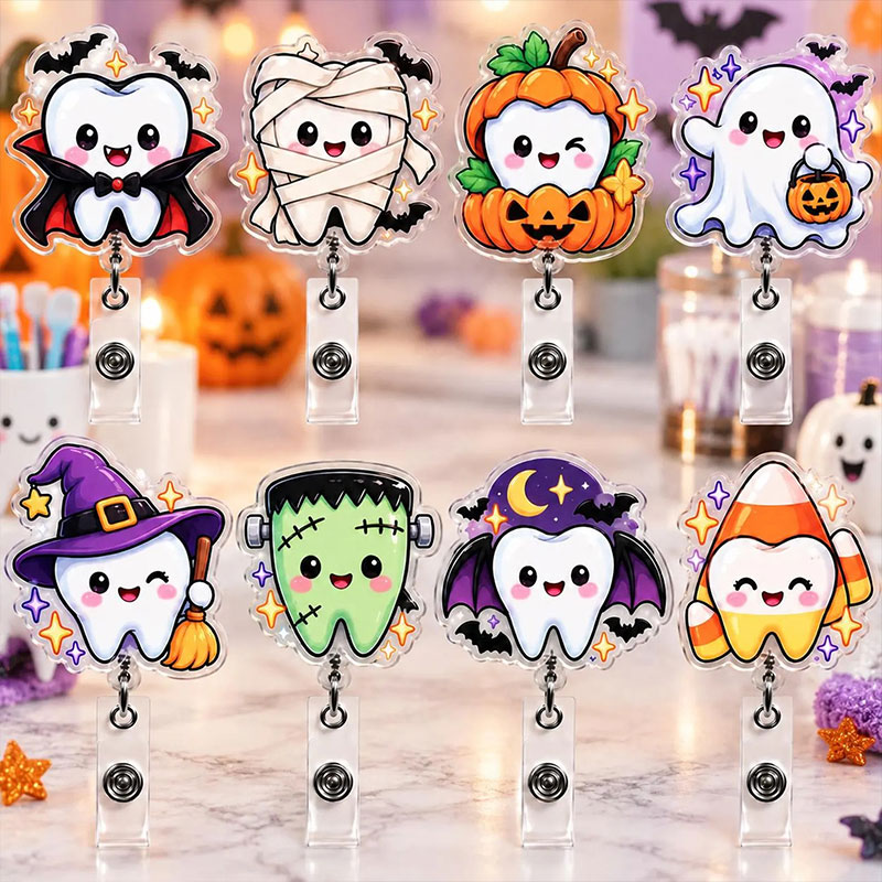 Halloween Vibe Teeth Badge Reel