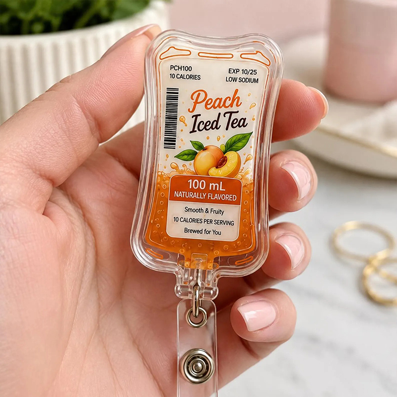 Cute Fruit Drink IV Bag Nurse Badge Reel