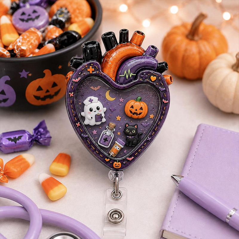 Anatomical Heart Halloween Shaker Badge Reel