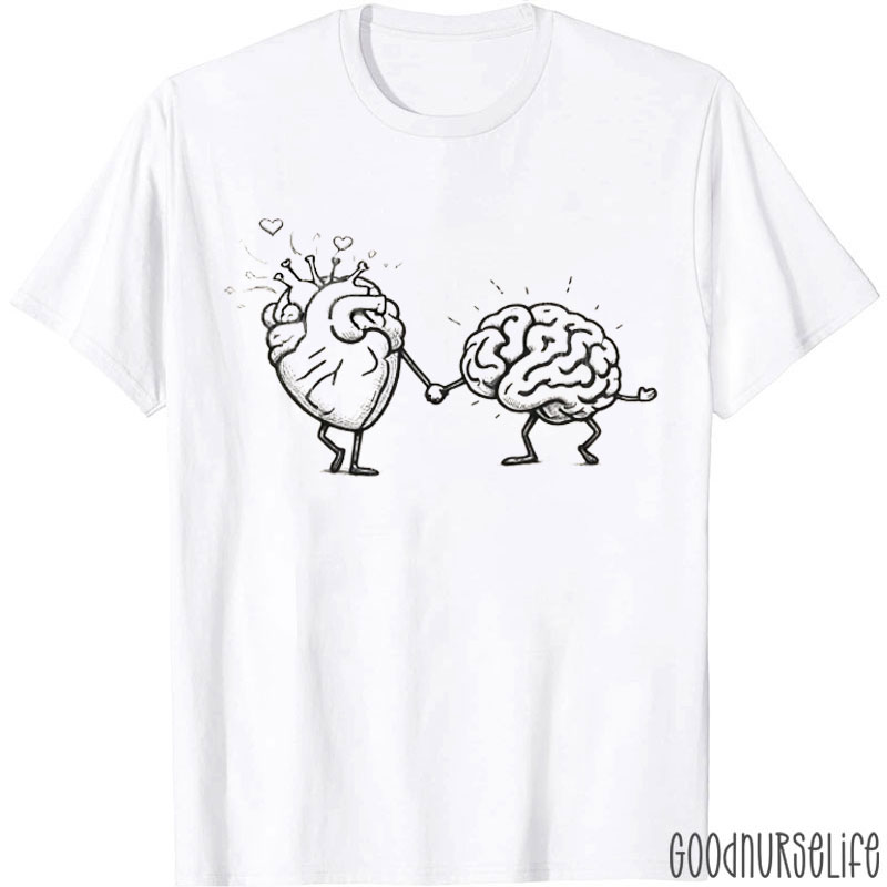 Mental Health Awareness Cute Brain Heart T-Shirt