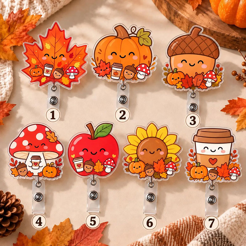 Autumn Pumpkin Cute Fall Badge Reel