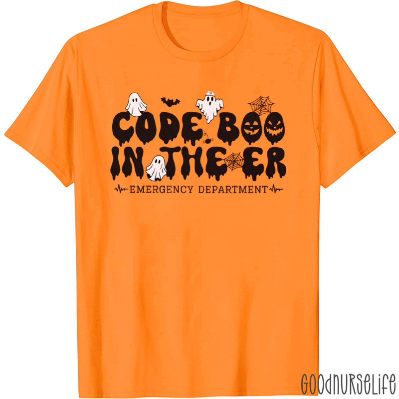 Halloween ER Code Boo With Ghosts Nurse T-Shirt