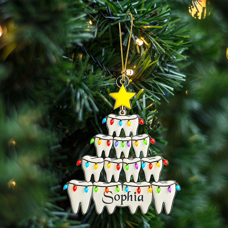 Personalized Teeth Christmas Tree Acrylic Christmas Ornament