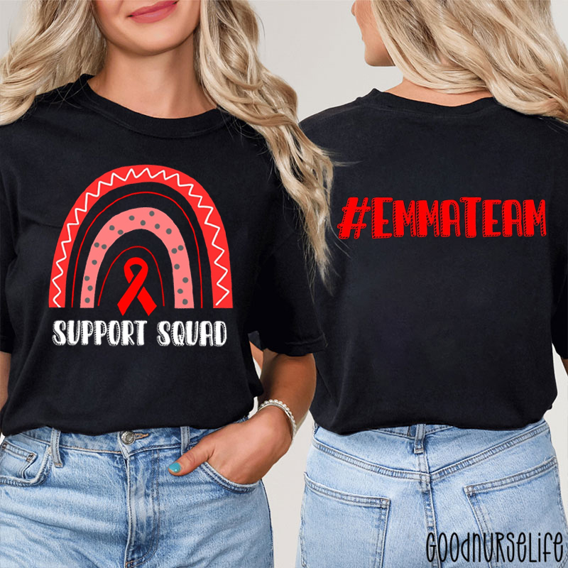 Personalized Heart Disease Awareness Support Squad Two Sided T-Shirt