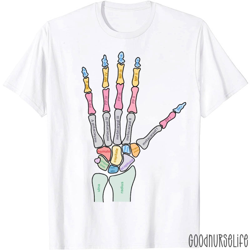 Hand Anatomy Diagram Nurse T-Shirt