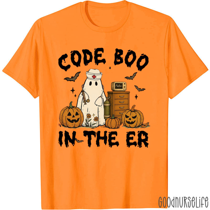 ER Ghost Nurse Code Boo Halloween Nurse T-Shirt