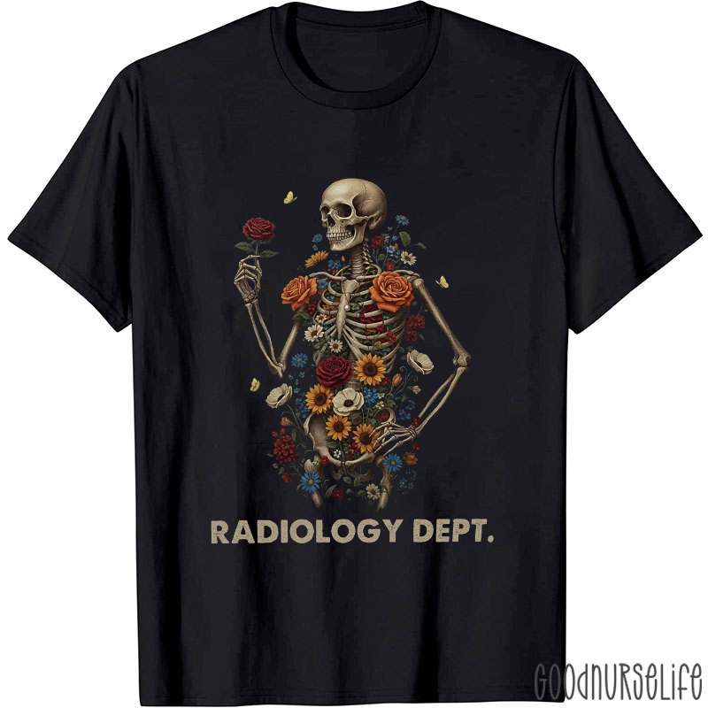 Floral Skeleton Radiology Dept T-shirt