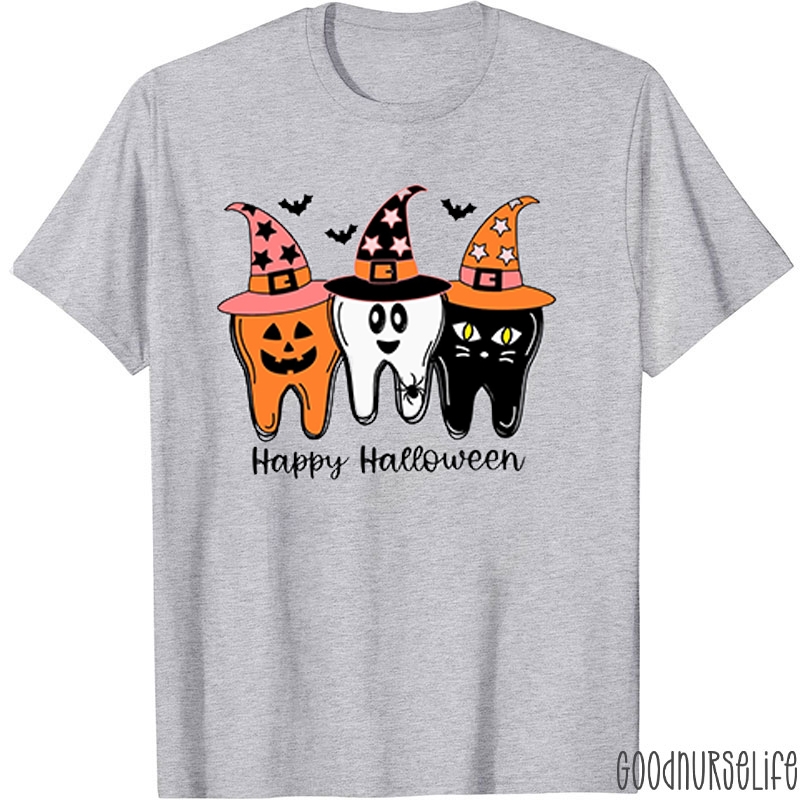 Pumpkin And Black Cat Teeth Halloween T-Shirt