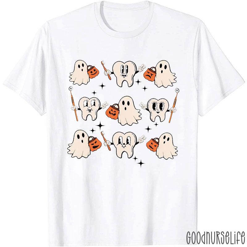 Spooky Halloween Ghost Teeth Dental T-Shirt