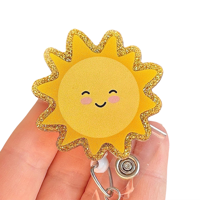 Cute Glitter Sunshine Nurse Badge Reel