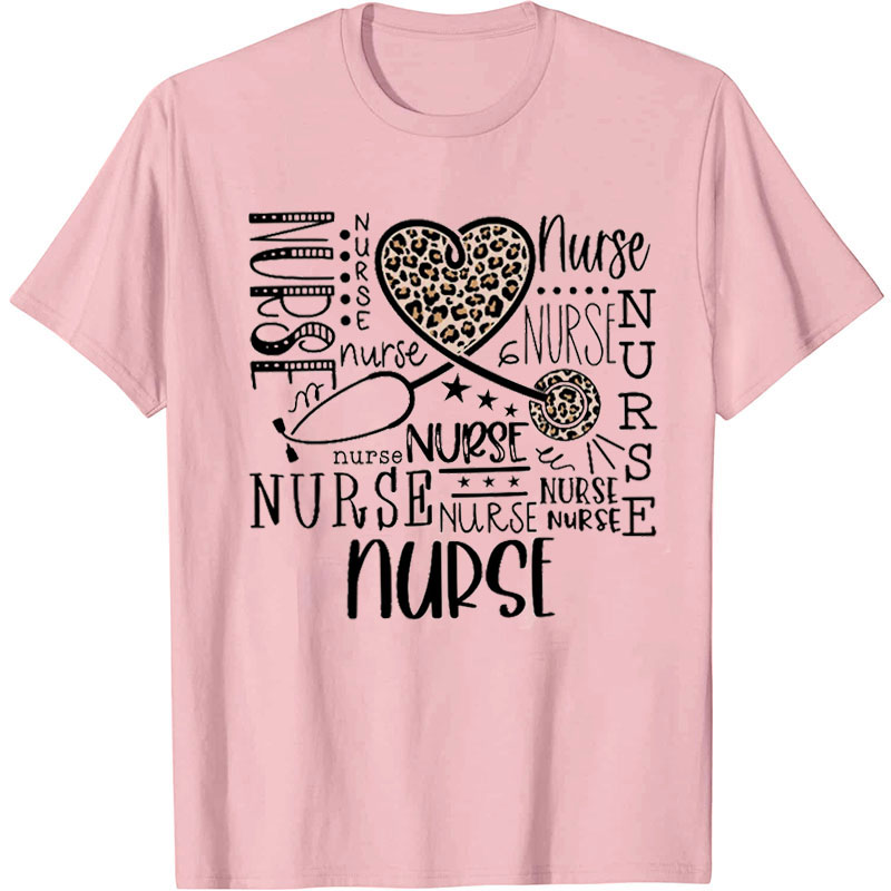 Leopard Stethoscope Nurse T-Shirt