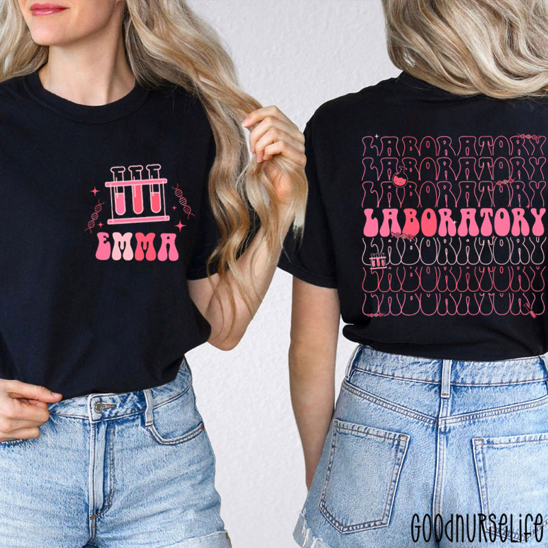 Personalized  Medical Lab Science Nurse Two Sided T-Shirt