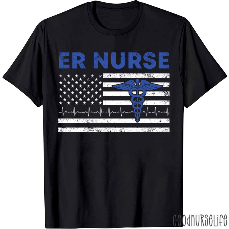 Emergency Room With American Flag ER Nurse T-Shirt